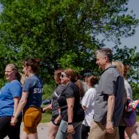 A group of racers walking together.